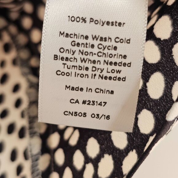 Talbots Womens Polka Dot Sleeveless Blouse XL Black White Lightweight Semisheer - Picture 5 of 10